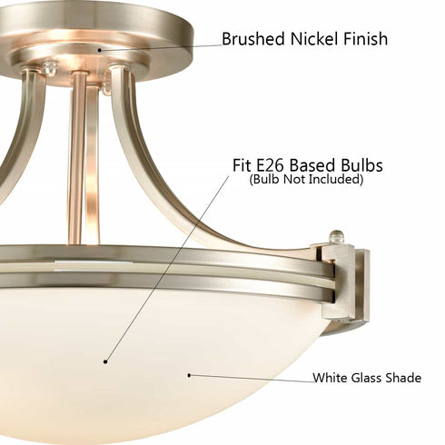 Brushed Nickel Ceiling Light Glass Ceiling Lighting Fixture