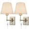 Brushed Nickel Swing Arm Wall Sconces Set of Two Plug in Sconce