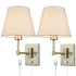 Brushed Nickel Swing Arm Wall Sconces Set of Two Plug in Sconce