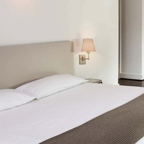 Brushed Nickel Swing Arm Wall Sconces Set of Two Plug in Sconce