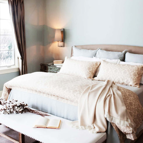 Brushed Nickel Wall Sconce with Grey Fabric Shade 2 Pack