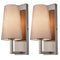 Brushed Nickel Wall Sconce with Grey Fabric Shade 2 Pack