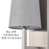 Brushed Nickel Wall Sconce with Grey Fabric Shade 2 Pack