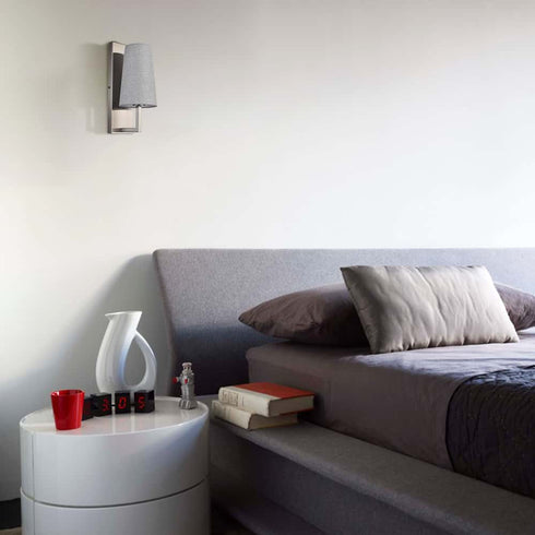 Brushed Nickel Wall Sconce with Grey Fabric Shade 2 Pack