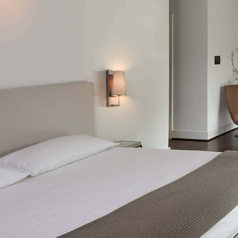 Brushed Nickel Wall Sconce with Grey Fabric Shade 2 Pack