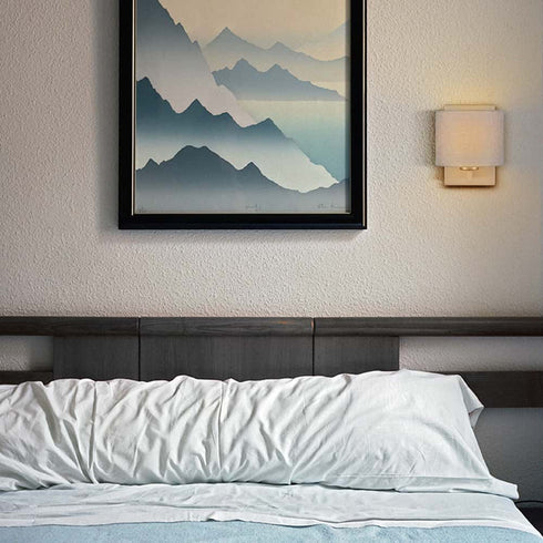 Brushed Nickel Wall Sconces Set of Two Modern Wall Lamp with Fabric Shade