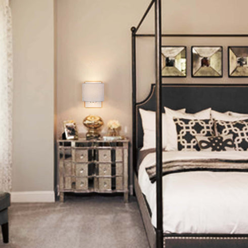 Brushed Nickel Wall Sconces Set of Two Modern Wall Lamp with Fabric Shade