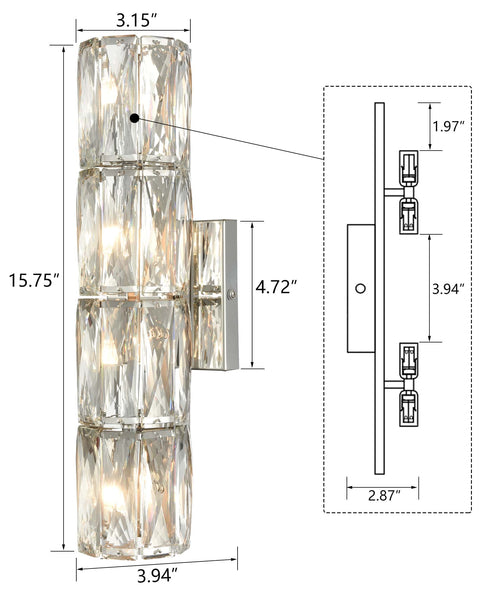 Chrome Crystal Wall Sconce Modern 4-Light Bathroom Vanity Light Fixture