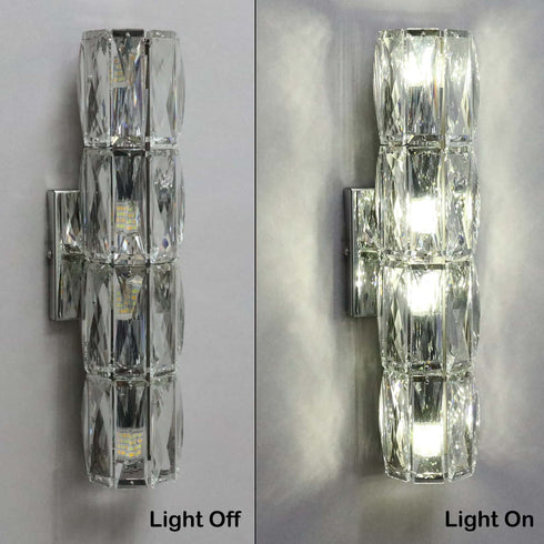 Chrome Crystal Wall Sconce Modern 4-Light Bathroom Vanity Light Fixture