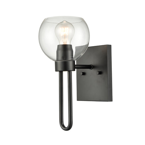 Clear Glass Wall Sconce Black Wall Lighting with Globe Shade