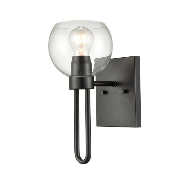 Clear Glass Wall Sconce Black Wall Lighting with Globe Shade