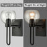 Clear Glass Wall Sconce Black Wall Lighting with Globe Shade