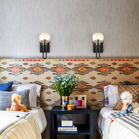 Clear Glass Wall Sconce Black Wall Lighting with Globe Shade