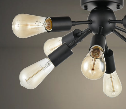 Modern Black Sputnik Ceiling Light 8-light Flush Mount Fixture