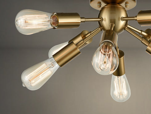 Modern 8-light Brass Sputnik Flush Mount Ceiling Light