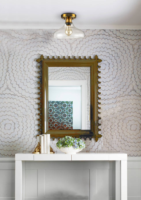 Contemporary Metal Glass Ceiling Light Brass 1-Light Pendant Light