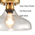 Contemporary Metal Glass Ceiling Light Brass 1-Light Pendant Light