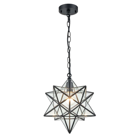 Cetona Contemporary Moravian Star Clear Glass Pendant Lights, 14” Diameter