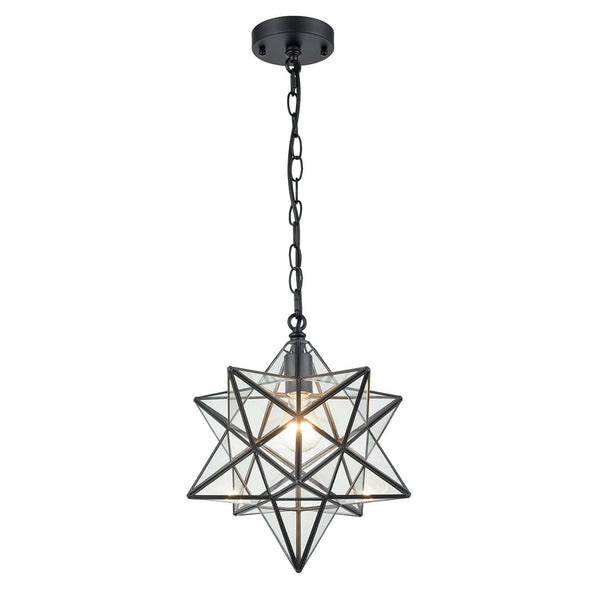 Cetona Contemporary Moravian Star Clear Glass Pendant Lights, 14” Diameter