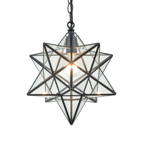 Cetona Contemporary Moravian Star Clear Glass Pendant Lights, 14” Diameter