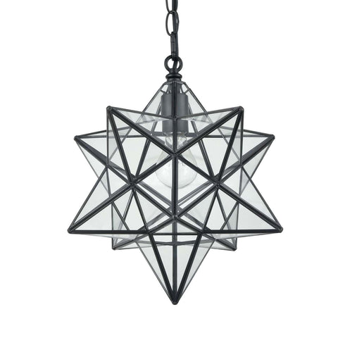 Cetona Contemporary Moravian Star Clear Glass Pendant Lights, 14” Diameter