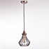 Cracked Glass Wire Cage Pendant Light, Red Antique Copper