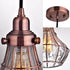 Cracked Glass Wire Cage Pendant Light, Red Antique Copper