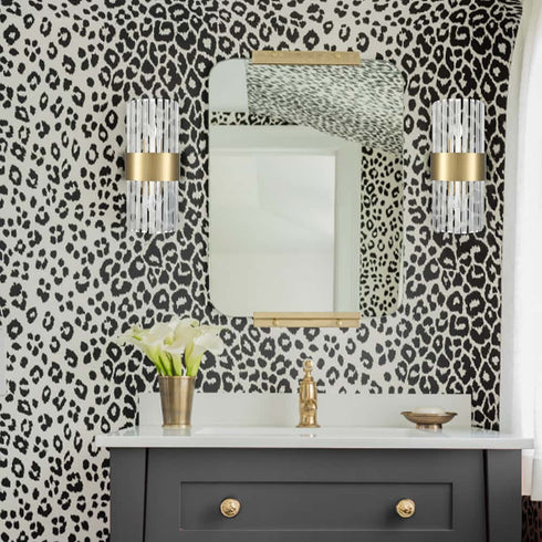 Crystal Wall Sconces Set of 2 Brass Gold Wall Light Fixture