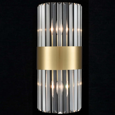 Crystal Wall Sconces Set of 2 Brass Gold Wall Light Fixture