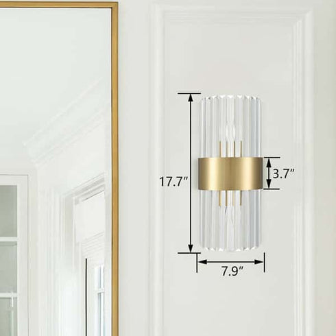 Crystal Wall Sconces Set of 2 Brass Gold Wall Light Fixture