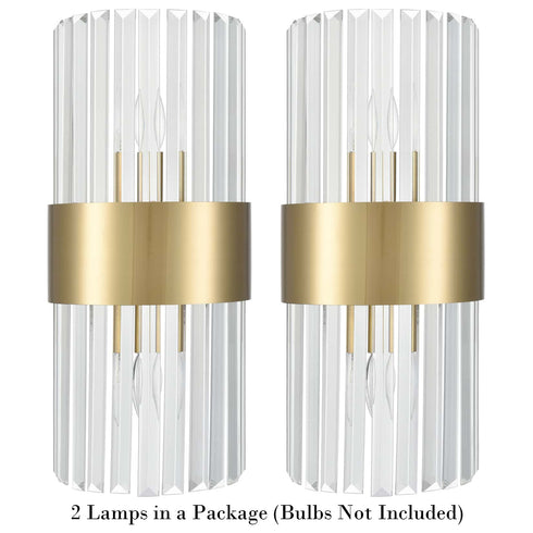 Crystal Wall Sconces Set of 2 Brass Gold Wall Light Fixture