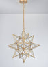 Modern Star Pendant Light Boho Gold Hanging Ceiling Light with Clear Glass