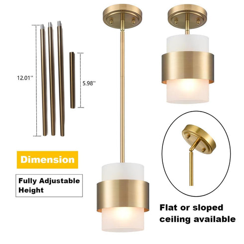 Modern Adjustable Pendant Light Fixtures Over Kitchen Island Lighting Ceiling Hanging Metal Industrial Mini Cylinder Pendant Lighting Frosted Glass Shade