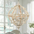 Distressed Off-white Wooden Chandelier Sphere 6 Light