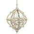 Distressed Off-white Wooden Chandelier Sphere 6 Light