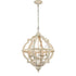 Distressed Off-white Wooden Chandelier Sphere 6 Light