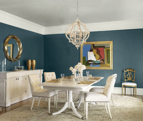 Distressed Off-white Wooden Chandelier Sphere 6 Light