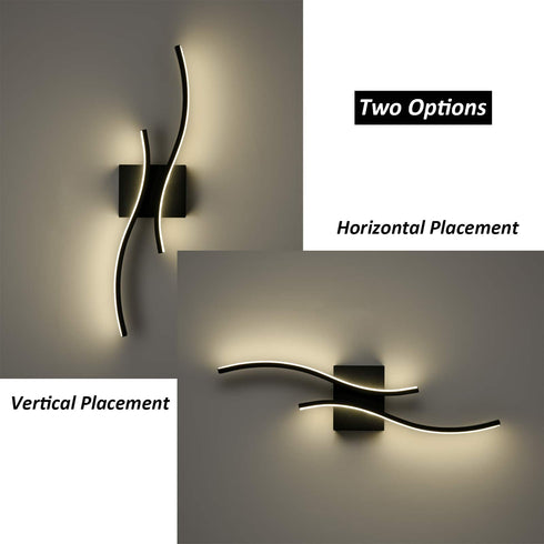 Modern Led Sconce Wall Lighting Indoor 24" Minimalist Industrial Black Wall Sconce
