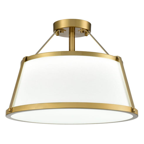 Drum Ceiling Light Semi Flush Mount Gold Finish Dimmable LED Light