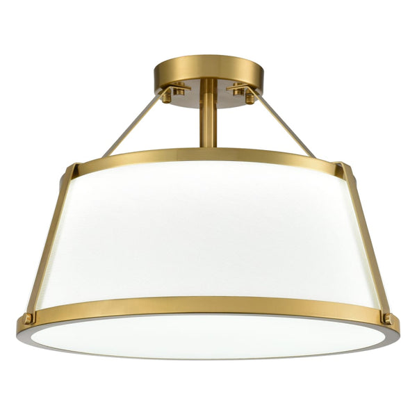 Drum Ceiling Light Semi Flush Mount Gold Finish Dimmable LED Light