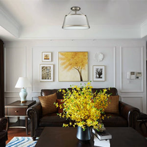 Drum Chandelier Ceiling Light Fixture Brushed Nickle Dimmable LED Light