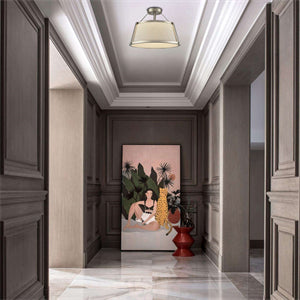 Drum Chandelier Ceiling Light Fixture Brushed Nickle Dimmable LED Light