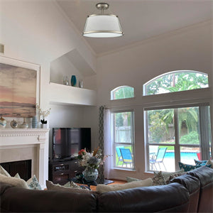 Drum Chandelier Ceiling Light Fixture Brushed Nickle Dimmable LED Light