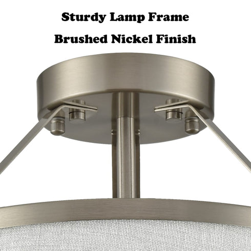 Drum Chandelier Ceiling Light Fixture Brushed Nickle Dimmable LED Light