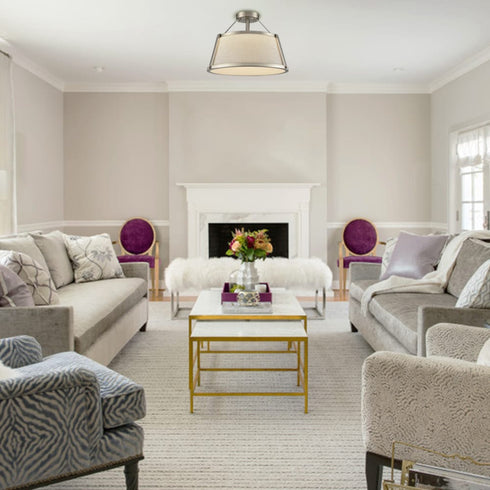 Drum Chandelier Ceiling Light Fixture Brushed Nickle Dimmable LED Light