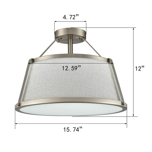 Drum Chandelier Ceiling Light Fixture Brushed Nickle Dimmable LED Light