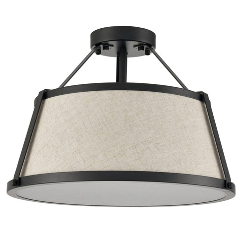 Drum Flush Mount Ceiling Light Black Finish Dimmable LED Light