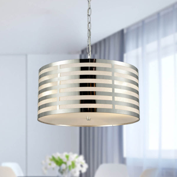 Drum Modern Pendant Lighting Kitchen Chrome Finish