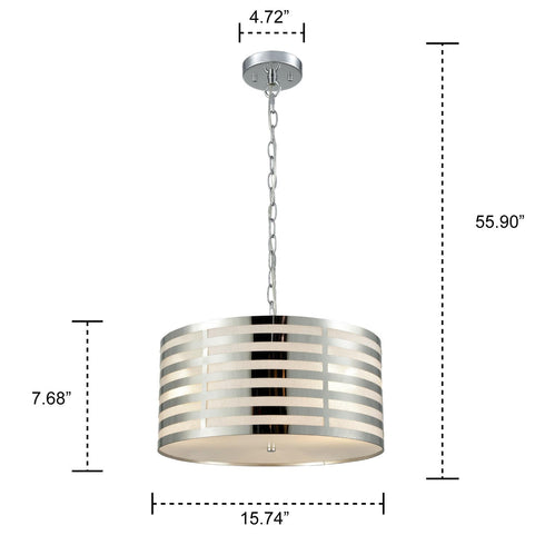 Drum Modern Pendant Lighting Kitchen Chrome Finish