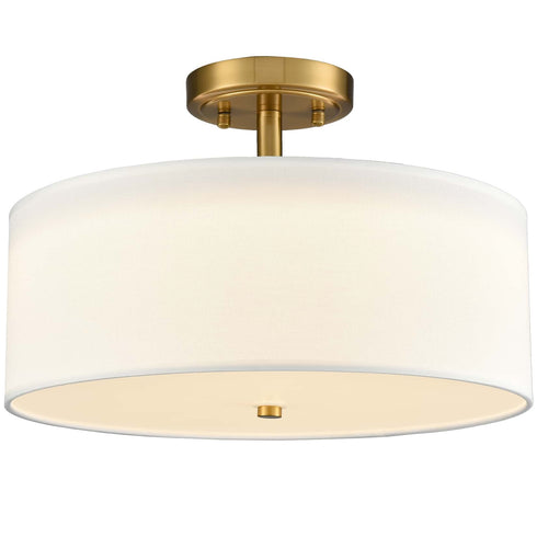 Drum Shade Semi Flush Mount Ceiling Light Brass LED Ceiling Light Fixture
